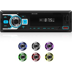 Autoradio Bluetooth 1 Din, Radio Voiture 1 Din avec Bluetooth Mains Libres FM USB/SD/AUX-in Localisation d'application Mobile Commande vocale Lumi&egrave;re 7 Couleurs Contr&ocirc;le d'application - Neuf