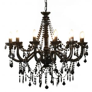 Lustre Design Extravagant Int&eacute;rieur 80 X 75 Cm 12 Ampoules Ambiance Relaxante En M&eacute;tal Noir Helloshop26 02_0046415 - Neuf
