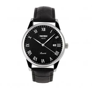 Quartz Analogique Rond Amoureux Couple Montre-Bracelet Bracelet En Cuir Montre-Bracelet (Bracelet De Cadran Noir Mâle) - Neuf