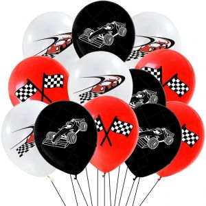 ChicSlick-Décoration De La Fête D'Anniversaire De Course, Ballon En Latex Pour Thème De Voiture De Course, Décoration Ballon Pour Voitures De Course Pour Garçons, Voiture De Course Drapeaux [X498] - Neuf