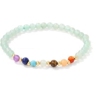 Eryi-Bracelet Chakra Pour Femme, Élastique Bracelet 7 Chakras Pierre Naturelle 4mm Naturelle Bracelets Perles Bracelets Pierres Naturelle Pour Femme Fille - Neuf