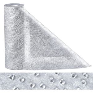 Eryi-Chemin De Table En Non-Tissé Réutilisable 23cmx30m, Chemin De Table Argenté Avec 150 C?Urs, Ruban De Table Métallisé Décoration Pour Mariages, Communions, Baptêmes Et Toutes Les Célébrations - Neuf