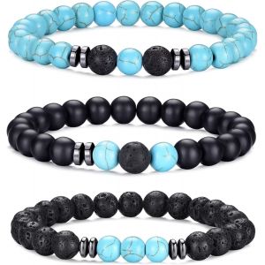 Eryi-Bracelet D'oeil De Tigre Pour Homme 8mm Pierre Naturelle Bracelet De Cristal Noir Ajustable Pour Homme Cadeaux Pour Femme - Neuf