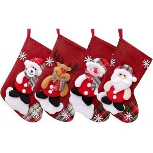 Ventes promotionnelles Bas de Noël Paquet de 4 Noël Poupée créative Père Noël Bottes Sac cadeau Arbre de Noël Pendentif Décoration de Noël - Neuf