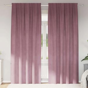 Vidaxl Rideaux Avec Des Rideaux 2 Pcs Rose Fonc&eacute; 140 X 245 Cm Velours - Neuf