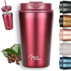 Cmws-Mug Isotherme 400ml - Thermo Café Étanche En Acier Inoxydable, Tasse Thermique Sans Bpa, 100% Anti-Fuite(Berry, 400ml) - Neuf