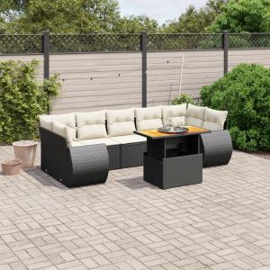 Prolenta Premium - Salon De Jardin 8 Pcs Avec Coussins Noir R&eacute;sine Tress&eacute;e - Neuf