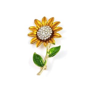 Fleur Jaune Strass De Tournesol Broche Broche En &Eacute;mail Crystal Usine De Broche Pour Les Femmes, Veste Accessoires - Neuf