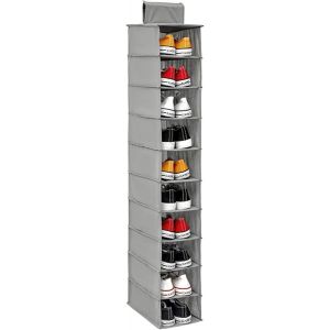 Kgabery-Étagère À Chaussures À Suspendre-10 Étagères De Rangement Pour Chaussures-Pliable-En Tissu Non Tissé-Pour Chambre À Coucher,Placard,Vêtements,Chapeaux (1 Pièce) - Neuf