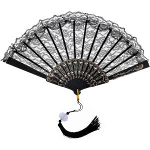 Kalanka-Éventail De Mariage Avec Pendentif, Éventail Vintage En Dentelle, Franges De Qualité Supérieure Pour Costume, Halloween, Danse, Mariage, Fête, Bal De Fin D'année, Thé (Noir) - Neuf