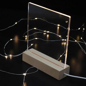 Base d'affichage en bois LED créative rectangle cristal USB lumineux support pour résine Art ornement décoratif enfants cadeaux - Neuf