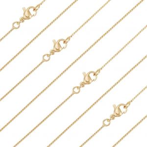Kal-1 Boîte De 6 Chaînes Serpentines Pour Femmes Collier En Chaîne Serpent En Laiton Plaqué Or 18 Carats 17.72 Pouce (450mm) - Neuf