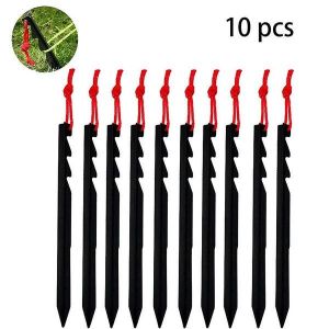 Lot De 10 Piquets De Tente Robustes En Aluminium Avec Corde Réfléchissante - Légers, Durables Et Polyvalents Pour Le Camping, La Randonnée Et Les Activités De Plein Air - Neuf