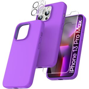 Maa-Coque Pour Iphone 13 Pro Max, Doublure Douce En Tissu Microfibre, Anti-Choc, Anti-Rayures, Coque En Silicone Pour Iphone 13 Pro Max 6,7 Pouces, Violet Vif - Neuf
