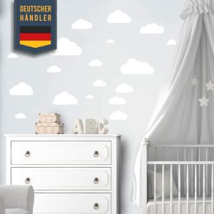 40 Nuages Avec Face-D&eacute;coration Murale Pour Chambre D'enfant,Autocollant En Bois,Couleurs Pastel,Papier Peint B&eacute;b&eacute;,Yeux Endormis,D&eacute;cor Mural - Neuf