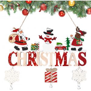 Plaque De Porte En Bois Pour No&euml;l - D&eacute;coration Suspendue Avec Signe De Lettre Pour Porte - Panneau Joyeux No&euml;l - Neuf