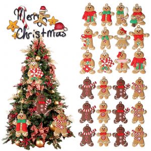 Pain D'&eacute;pice D&eacute;corations D'arbre De No&euml;l,12pcs Traditionnelle De Gingembre, L'homme D'argile Figurine Arbre De No&euml;l De La Pendaison Des Ornements Pendentifs Avec Des Cha&icirc;nes - Neuf