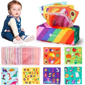 Ulteronixshop-Kramow Jouet Montessori B&eacute;b&eacute; 6-12 Mois, Sensoriel 1 An, Bo&icirc;te &agrave; Mouchoirs - Jouets d'Activit&eacute; et de D&eacute;veloppement, Cadeau d'&Eacute;veil pour Gar&ccedil;on Fille 6+ Mois - Neuf