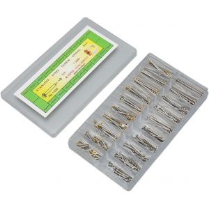 Kal-200pcs Epingles De Bracelet De Montre Avec Boîte De Rangement,Vis En Acier Inoxydable 10mm, 1.3mm Dia, Or Et Argent,Goupille De Barre À Ressort À Extrémité Simple Et Bridée - Neuf