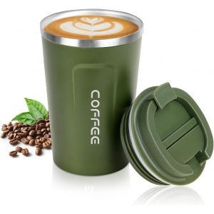 Tasse À Café Verte, 500 Ml, Isotherme, Couvercle Anti-Fuite, Bouteille Isotherme En Acier Inoxydable, Réutilisable, Hermétique - Neuf