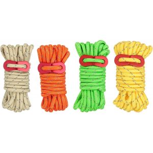 Eryi-5mm Corde De Tente, 4 Pcs 13ft Cordon De Hauban Réfléchissant, Corde De Paracorde, Cordes De Camping Avec Ajusteurs De Cordon En Aluminium Rouge, Vert Kaki Orange Jaune - Neuf