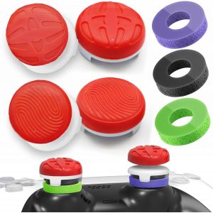 Lkljij-Grip Joystick Ps5 - Fps Thumbsticks Grip Pour Accessoires Manette Ps5 & Ps4, 4 Grip Capuchons Joystick + 3 Anneaux De Précision Controller Thumb À Aide Avec Viser Réduire Pouce Fatigue Rouge - Neuf