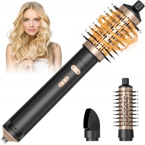 Brosse Soufflante Rotative, Air Styler 800w, Seche Cheveux Ionique, Brosse Chauffante 3 En 1, Fer A Boucler 38/50mm, 2 Vitesse/2 Température, Brosse Lissante Pour Lisser Sécher (Rose) - Neuf