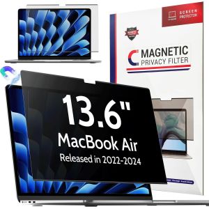 Filtre de Confidentialité Magnétique pour MacBook Air 13.6 Pouces (2022-2024,M2,M3)-Écran Anti-Espion Amovible,Protection Anti-Lumière Bleue-Modèles A2681/A3113 - Neuf