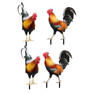 Poteau Piquets Coq Animal Statue Cour Signe Sculpture Décorative Figures Réalistes Poule Ornements De Jardin Pour Arrière-Cour Extérieur - Neuf