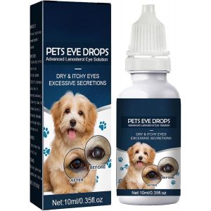 Kalanka-Gouttes Oculaires Pour Chiens,Lotion Nettoyante Pour Les Yeux Pour Chiens Et Chats,Pet Gouttes Pour Les Yeux Des Chats Et Des Chiens,Gouttes Nettoyantes Douces Chats Et Des Chiens,10ml - Neuf