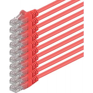 10X 1M Câble Réseau Cat6 Cat 6 - Rj45 Ethernet Lan Dsl Routeur Modem - Rouge - Neuf