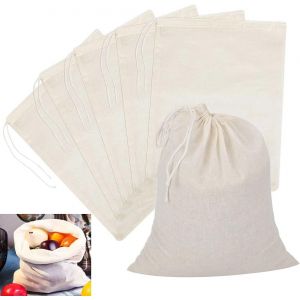 Cmws-6 Pièces Etamine Alimentaire, 40 X 50cm Sac En Mousseline De Coton, Sac En Coton Avec Cordon De Serrage, Étamine Tissu En Coton Réutilisable Et Lavable Pour Filtrer Jus, Thé, Fromage, Café - Neuf