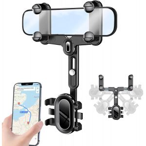 JGD-Support de T&eacute;l&eacute;phone pour R&eacute;troviseur,Multifonctionnel Support de T&eacute;l&eacute;phone Portable de Voiture, Universel Rotatif et R&eacute;tractable &agrave; 360 Degr&eacute;s Support T&eacute;l&eacute;phone Voiture pour Tous Les Smartphones - Neuf