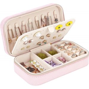 Kalanka-Boîte À Bijoux De Voyage En Velours, Petit Coffret À Bijoux Pour Filles Femmes Avec Fermetures À Glissière, Organisateur De Bijoux Pour Bagues, Boucles D'oreilles, Colliers, Rose - Neuf