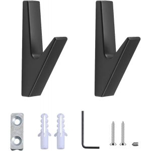 Lot de 2 crochets de porte-manteau noirs mats,crochets à Visser Patère MuraleNoir Mat Patere Murale,Convient Pour Les Vestiaires,Les Salles de Bains,Chambre,Cuisine,Les Halls D'entrée - Neuf