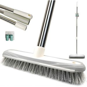 Letnerny-Balai Coulissant Pour Carrelage De Baignoire, Balai Avec Poils Rigides Pour Douche, Terrasse, De Nettoyage Intérieur Et Extérieur, Manche Long En Acier Inoxydable Réglable 110 Cm. - Neuf