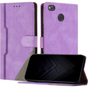 KAL-&Eacute;tui Pour Xiaomi Redmi 4X, Housse En Cuir Pu Avec [Protection Antichoc Tpu] [Fonction Support] [Porte-Cartes ] Antichoc Magn&eacute;tique Coque Pour Redmi 4X - Violet - Neuf