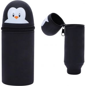 Trousse 2 en 1 en silicone-Pour papeterie-Unisexe-Capacité : trousse à crayons-Trousse à maquillage-Cadeau scolaire pour enfants,Pingouin.,Kawaii - Neuf