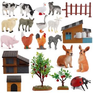 Ensemble De Mini Figurines D'animaux De La Ferme, Modeles D'animaux Miniatures, Accessoires De Scene De Ferme, Jouet Educatif Pour Enfants, Cadeau - Neuf