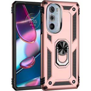 Kal-Coque Motorola Moto Edge 30 Pro, Etui Housse Moto Edge+ 2022 + Protecteur D'écran, Antichoc Militaire [Tough Armor] Heavy Duty Shock Proof Protective Housse Avec Anneau Support,Roseor - Neuf