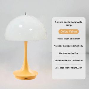 Ore-Ggbingo Nouveauté Lampes De Table 3 Couleurs Gradation Abs Portable Led Décoration Pour Veilleuse Simple Moderne Rechargeable-Yellow- - Neuf