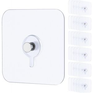 10 Pcs Accroche Tableau Sans Percer, Crochets Adh&eacute;sifs Muraux Lourds 18KG Accroche Tableau Sans Percer Crochet Mural Transparent &Eacute;tanche Imperm&eacute;ables Crochets Adh&eacute;sifs Salle de Bain Cuisine - Neuf