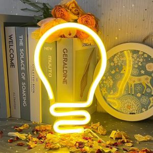 Enseigne Au N&eacute;on D'ampoule Neon Mural Blanc Chaud Enseignes Lumineuses Au N&eacute;on Aliment&eacute; Par Usb Ou Batterie Pour F&ecirc;te De Mariage Salle Enfants Salon Bar H&ocirc;tel R&eacute;cr&eacute;atif - Neuf
