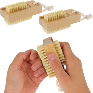 Kal-2 Pcs Brosse À Ongles En Bois Pour Nettoyer Les Ongles, Brosse À Ongles Double Face Avec Corde Suspendue Brosse De Nettoyage Des Ongles Brosse À Ongles Manucure Pédicure Brosse Ongle Ongle - Neuf