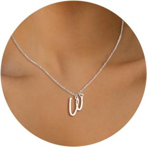 Kal-Collier Lettre Initiale Femme Argent Or Initiale A-Z Coeur Pendentif Collier Acier Inoxydable Personnalis&eacute; Nom Collier Longueurs Ajustable 45+5cm Cadeau Personnalis&eacute; Femme - Neuf
