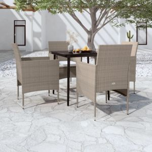 Prolenta Premium - Ensemble &Agrave; Manger De Jardin Coussins 5 Pcs Beige/Noir - Neuf