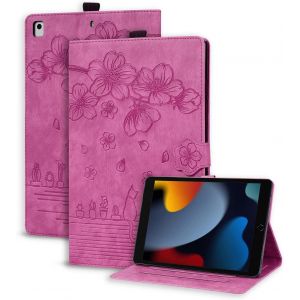 ERYI-Coque Pour Ipad 10.2 Pouces (Modèle 2021/2020/2019, 9Ème/8Ème/7Ème Génération) Housse Étui De Protection Avec Support Fonction, Étui À Rabat Avec Porte-Pencil Pour Ipad 9/8/7 Rose Rouge - Neuf