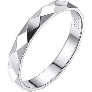 Tianyi-Bague Femme Argent 925 2/3/5mm Bagues Homme Fine Anneau Fiançailles Alliance Couples Graver[47/49/52/54/57/59/62/64/67] Petit Annulaire Petit Doig Index Cadeau Mariage Noël Fête Mères Pères - Neuf