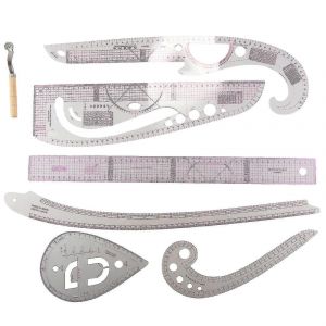 7pcs / Set R&egrave;gle Tailor Kit De Mesure Clair Couture Dessin R&egrave;gle Yardstick Manchon Bras Fran&ccedil;ais Courbe Set R&egrave;gle De Coupe Roue &Agrave; Palettes - Neuf