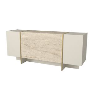 Console en bois "Veyron" - 46 x 180 x 75 cm - Travertin, Gr&egrave;s - Neuf